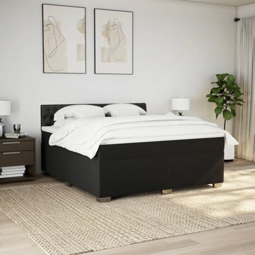 HEFZGDB Boxspringbett mit Matratze Schwarz 180x200 cm Stoff Daybed Gästebett Bettgestell Einzelbett für Gästezimmer Schlafzimmer Wohnbereich Herberge HEFZGDB Boxspringbett mit Matratze Schwarz 180x200 cm Stoff Daybed Gästebett Bettgestell Einzelbett für Gästezimmer Schlafzimmer Wohnbereich Herberge von HEFZGDB