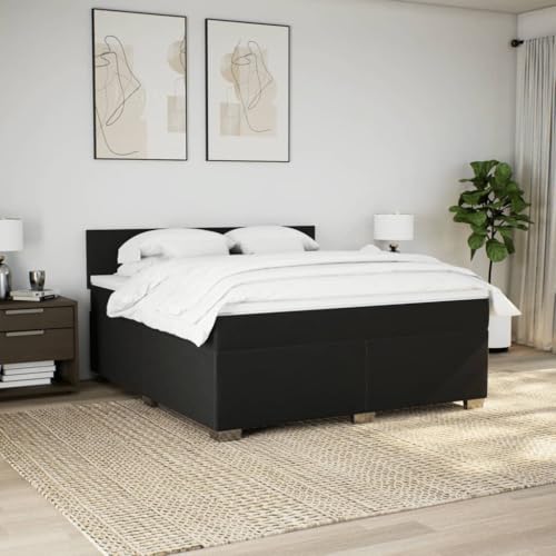 HEFZGDB Boxspringbett mit Matratze Schwarz 180x200 cm Stoff Daybed Gästebett Bettgestell Einzelbett für Gästezimmer Schlafzimmer Wohnbereich Herberge HEFZGDB Boxspringbett mit Matratze Schwarz 180x200 cm Stoff Daybed Gästebett Bettgestell Einzelbett für Gästezimmer Schlafzimmer Wohnbereich Herberge von HEFZGDB