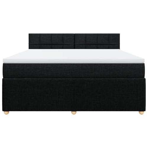 HEFZGDB Boxspringbett mit Matratze Schwarz 180x200 cm Stoff Ehebett Gästebett Einzelbetten Bettrahmen für Herberge Wohnbereich Schlafzimmer Gästezimmer von HEFZGDB