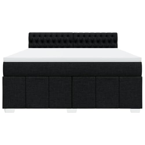 HEFZGDB Boxspringbett mit Matratze Schwarz 180x200 cm Stoff Jugendbett Bettgestell Familienbett Doppelbett für Gästezimmer Wohnbereich Schlafzimmer Herberge von HEFZGDB