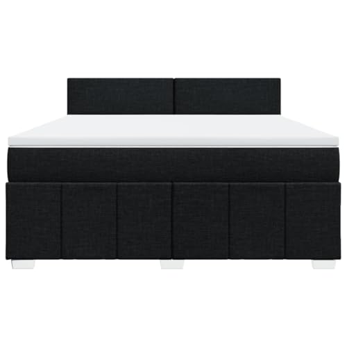 HEFZGDB Boxspringbett mit Matratze Schwarz 180x200 cm Stoff Jugendbett Bettgestell Familienbett Doppelbett für Gästezimmer Wohnbereich Schlafzimmer Herberge von HEFZGDB