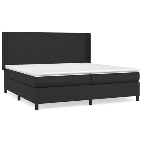 HEFZGDB Boxspringbett mit Matratze Schwarz 200x200 cm Kunstleder Guest Bed Gästebett Bed Frame Familienbett für Schlafzimmer Wohnbereich Gästezimmer Herberge von HEFZGDB