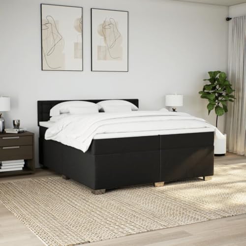HEFZGDB Boxspringbett mit Matratze Schwarz 200x200 cm Stoff Daybed Gästebett Bettgestell Einzelbett für Gästezimmer Schlafzimmer Wohnbereich Herberge HEFZGDB Boxspringbett mit Matratze Schwarz 200x200 cm Stoff Daybed Gästebett Bettgestell Einzelbett für Gästezimmer Schlafzimmer Wohnbereich Herberge von HEFZGDB