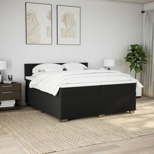HEFZGDB Boxspringbett mit Matratze Schwarz 200x200 cm Stoff Daybed Gästebett Bettgestell Einzelbett für Gästezimmer Schlafzimmer Wohnbereich Herberge HEFZGDB Boxspringbett mit Matratze Schwarz 200x200 cm Stoff Daybed Gästebett Bettgestell Einzelbett für Gästezimmer Schlafzimmer Wohnbereich Herberge von HEFZGDB