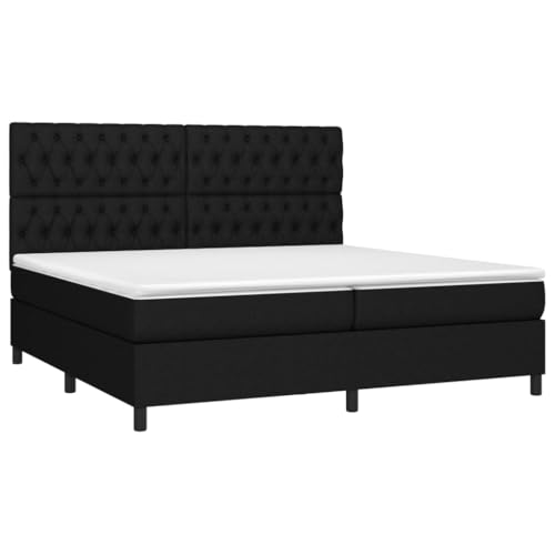 HEFZGDB Boxspringbett mit Matratze Schwarz 200x200 cm Stoff Double Bed Gästebett Bed Frame Doppelbett für Gästezimmer Wohnbereich Schlafzimmer Herberge HEFZGDB Boxspringbett mit Matratze Schwarz 200x200 cm Stoff Double Bed Gästebett Bed Frame Doppelbett für Gästezimmer Wohnbereich Schlafzimmer Herberge von HEFZGDB
