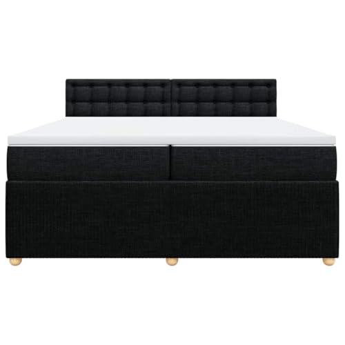 HEFZGDB Boxspringbett mit Matratze Schwarz 200x200 cm Stoff Ehebett Gästebett Einzelbetten Bettrahmen für Herberge Wohnbereich Schlafzimmer Gästezimmer von HEFZGDB