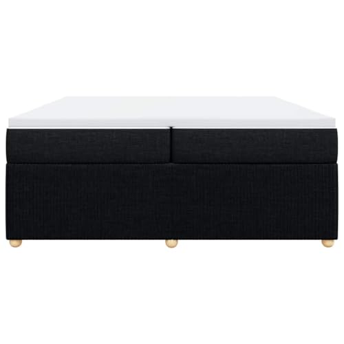 HEFZGDB Boxspringbett mit Matratze Schwarz 200x200 cm Stoff Jugendbett Bettgestell Bed Frame Bettrahmen für Gästezimmer Wohnbereich Herberge Schlafzimmer von HEFZGDB