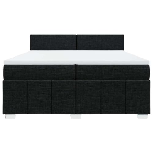 HEFZGDB Boxspringbett mit Matratze Schwarz 200x200 cm Stoff Jugendbett Bettgestell Familienbett Doppelbett für Gästezimmer Wohnbereich Schlafzimmer Herberge von HEFZGDB