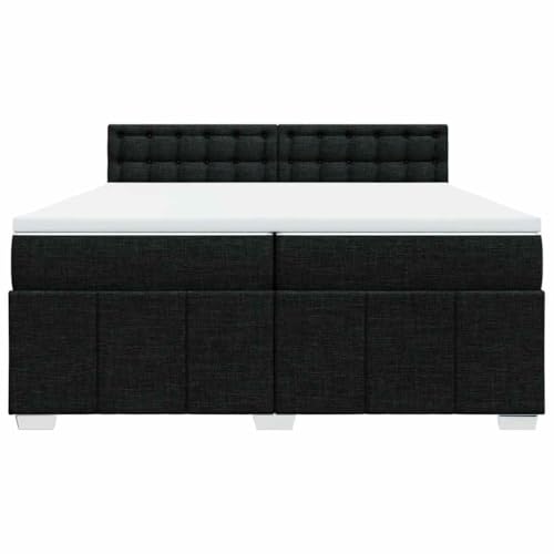 HEFZGDB Boxspringbett mit Matratze Schwarz 200x200 cm Stoff Jugendbett Bettgestell Familienbett Doppelbett für Gästezimmer Wohnbereich Schlafzimmer Herberge von HEFZGDB