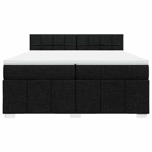HEFZGDB Boxspringbett mit Matratze Schwarz 200x200 cm Stoff Jugendbett Bettgestell Familienbett Doppelbett für Gästezimmer Wohnbereich Schlafzimmer Herberge von HEFZGDB