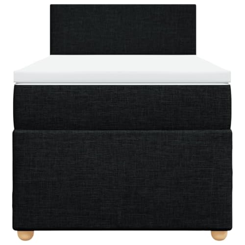 HEFZGDB Boxspringbett mit Matratze Schwarz 80x200 cm Stoff Ehebett Bettgestell Bed Frame Einzelbett für Schlafzimmer Gästezimmer Wohnbereich Herberge von HEFZGDB