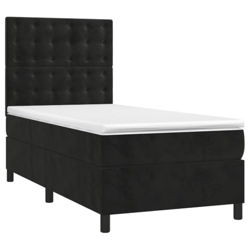 HEFZGDB Boxspringbett mit Matratze Schwarz 90x190 cm Samt Daybed Gästebett Bettgestell Einzelbett für Gästezimmer Herberge Schlafzimmer Wohnbereich HEFZGDB Boxspringbett mit Matratze Schwarz 90x190 cm Samt Daybed Gästebett Bettgestell Einzelbett für Gästezimmer Herberge Schlafzimmer Wohnbereich von HEFZGDB
