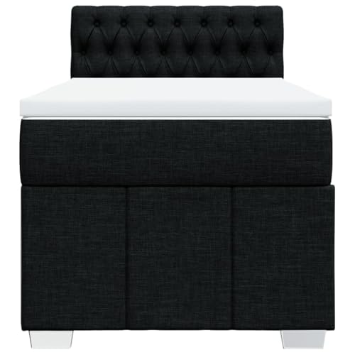HEFZGDB Boxspringbett mit Matratze Schwarz 90x190 cm Stoff Jugendbett Bettgestell Familienbett Doppelbett für Gästezimmer Wohnbereich Schlafzimmer Herberge von HEFZGDB