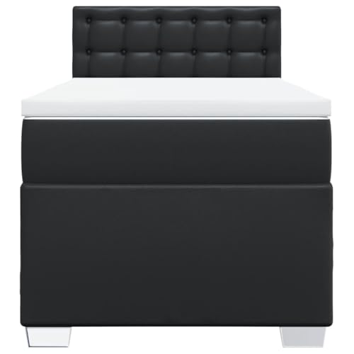 HEFZGDB Boxspringbett mit Matratze Schwarz 90x200 cm Kunstleder Einzelbett Bettgestell Doppelbett Bettrahmen für Herberge Wohnbereich Gästezimmer Schlafzimmer von HEFZGDB