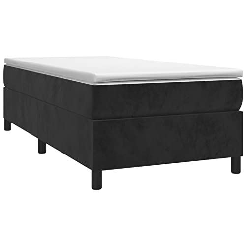 HEFZGDB Boxspringbett mit Matratze Schwarz 90x200 cm Samt Bette Gästebett Bettgestell Doppelbett für Gästezimmer Schlafzimmer Wohnbereich Herberge von HEFZGDB