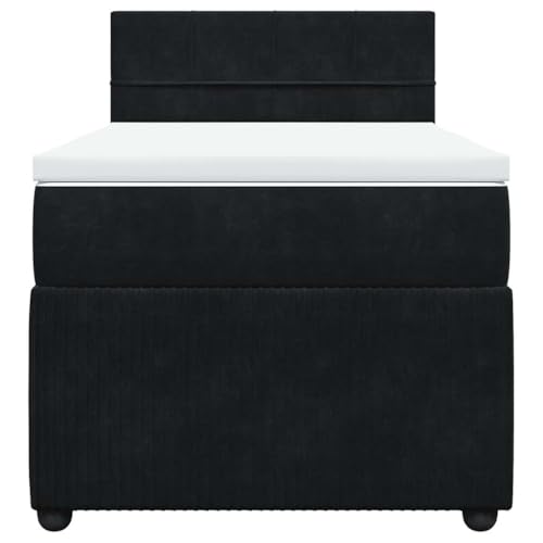 HEFZGDB Boxspringbett mit Matratze Schwarz 90x200 cm Samt Daybed Bettgestell Bed Frame Doppelbett für Wohnbereich Schlafzimmer Gästezimmer Herberge von HEFZGDB