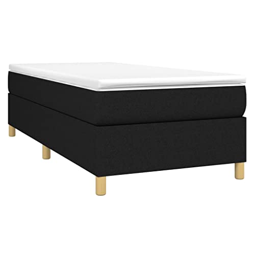HEFZGDB Boxspringbett mit Matratze Schwarz 90x200 cm Stoff Bette Bettgestell Bed Frame Familienbett für Schlafzimmer Wohnbereich Herberge Gästezimmer von HEFZGDB