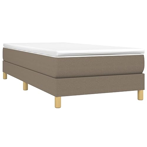 HEFZGDB Boxspringbett mit Matratze Taupe 100x200 cm Stoff Bette Bettgestell Bed Frame Familienbett für Schlafzimmer Wohnbereich Herberge Gästezimmer von HEFZGDB