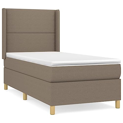 HEFZGDB Boxspringbett mit Matratze Taupe 100x200 cm Stoff Bette Gästebett Bed Frame Einzelbetten für Herberge Schlafzimmer Gästezimmer Wohnbereich von HEFZGDB