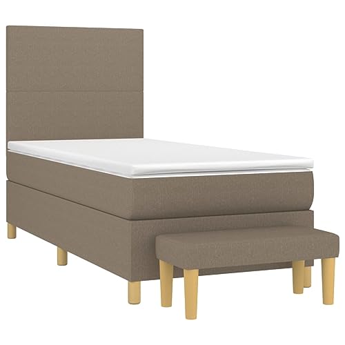 HEFZGDB Boxspringbett mit Matratze Taupe 100x200 cm Stoff Guest Bed Gästebett Bed Frame Familienbett für Schlafzimmer Gästezimmer Wohnbereich Herberge von HEFZGDB