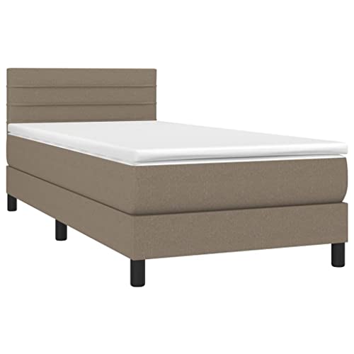 HEFZGDB Boxspringbett mit Matratze Taupe 100x200 cm Stoff Single Bed Bed Frame Einzelbetten Doppelbett für Herberge Schlafzimmer Wohnbereich Gästezimmer von HEFZGDB