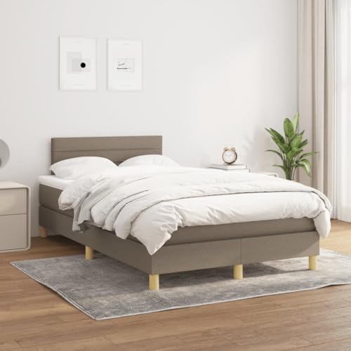 HEFZGDB Boxspringbett mit Matratze Taupe 120x190 cm Stoff Single Bed Gästebett Einzelbetten Einzelbett für Herberge Gästezimmer Wohnbereich Schlafzimmer von HEFZGDB