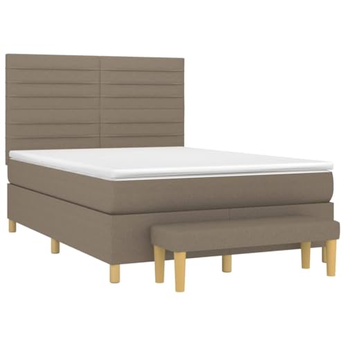 HEFZGDB Boxspringbett mit Matratze Taupe 140x190 cm Stoff Guest Bed Gästebett Bed Frame Familienbett für Schlafzimmer Gästezimmer Wohnbereich Herberge von HEFZGDB