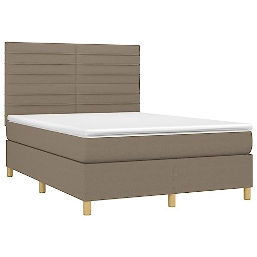 HEFZGDB Boxspringbett mit Matratze Taupe 140x200 cm Stoff Daybed Gästebett Bed Frame Bettrahmen für Herberge Wohnbereich Gästezimmer Schlafzimmer von HEFZGDB