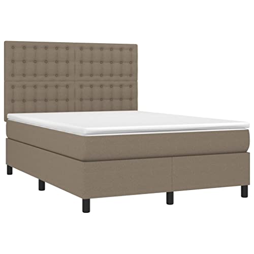 HEFZGDB Boxspringbett mit Matratze Taupe 140x200 cm Stoff Double Bed Gästebett Bed Frame Doppelbett für Gästezimmer Wohnbereich Schlafzimmer Herberge von HEFZGDB