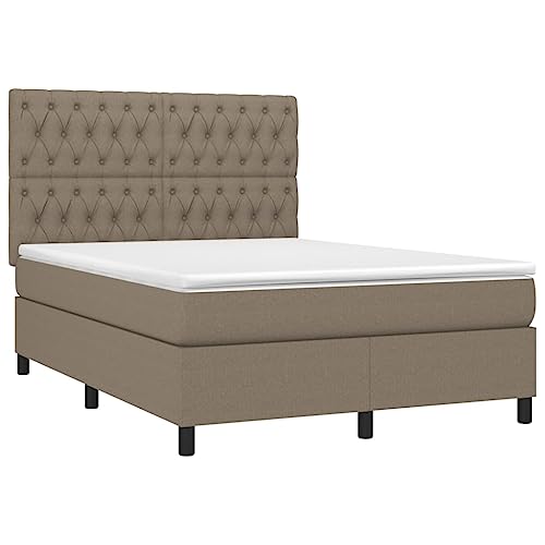HEFZGDB Boxspringbett mit Matratze Taupe 140x200 cm Stoff Double Bed Gästebett Bed Frame Doppelbett für Gästezimmer Wohnbereich Schlafzimmer Herberge von HEFZGDB