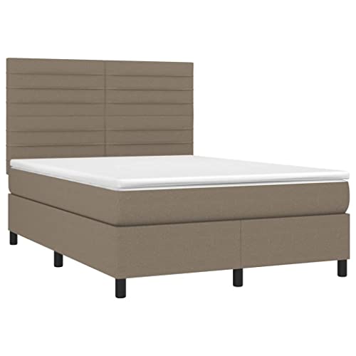 HEFZGDB Boxspringbett mit Matratze Taupe 140x200 cm Stoff Double Bed Gästebett Bed Frame Doppelbett für Gästezimmer Wohnbereich Schlafzimmer Herberge von HEFZGDB
