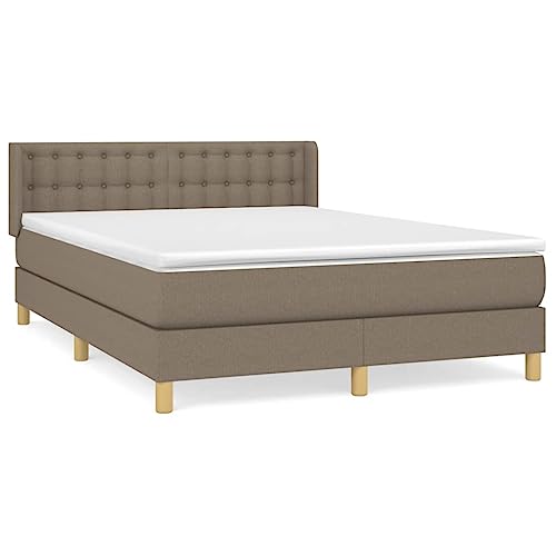 HEFZGDB Boxspringbett mit Matratze Taupe 140x200 cm Stoff Ehebett Bettgestell Bed Frame Einzelbett für Schlafzimmer Wohnbereich Herberge Gästezimmer von HEFZGDB