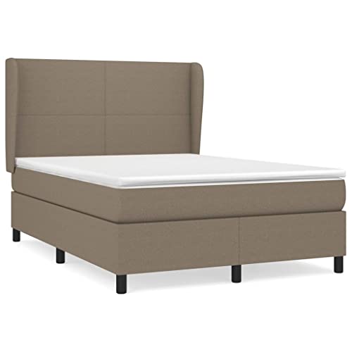 HEFZGDB Boxspringbett mit Matratze Taupe 140x200 cm Stoff Single Bed Gästebett Doppelbett Bettrahmen für Herberge Schlafzimmer Gästezimmer Wohnbereich von HEFZGDB
