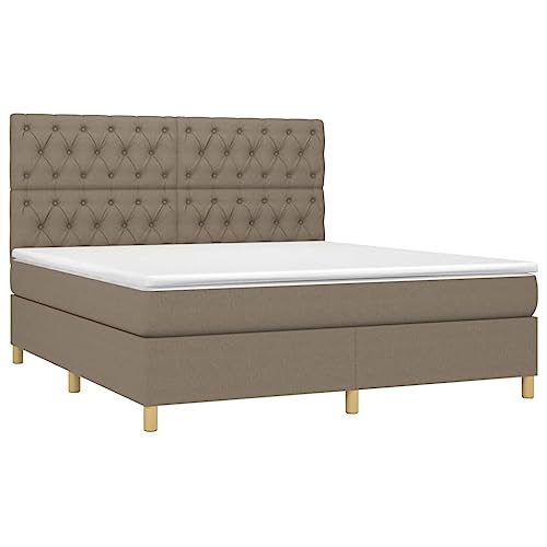 HEFZGDB Boxspringbett mit Matratze Taupe 160x200 cm Stoff Daybed Gästebett Bed Frame Bettrahmen für Herberge Wohnbereich Gästezimmer Schlafzimmer von HEFZGDB