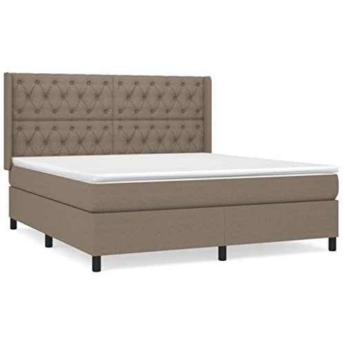 HEFZGDB Boxspringbett mit Matratze Taupe 160x200 cm Stoff Ehebett Gästebett Familienbett Einzelbett für Gästezimmer Herberge Wohnbereich Schlafzimmer von HEFZGDB