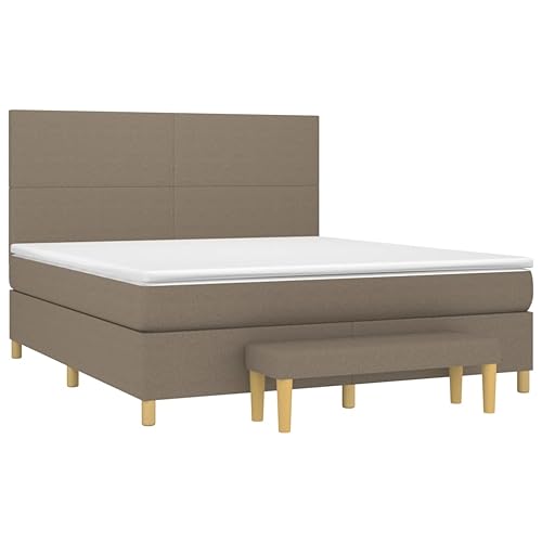 HEFZGDB Boxspringbett mit Matratze Taupe 160x200 cm Stoff Guest Bed Gästebett Bed Frame Familienbett für Schlafzimmer Gästezimmer Wohnbereich Herberge von HEFZGDB