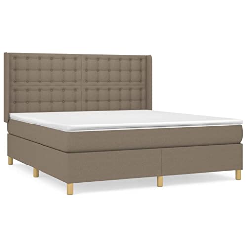 HEFZGDB Boxspringbett mit Matratze Taupe 180x200 cm Stoff Bette Gästebett Bed Frame Einzelbetten für Herberge Schlafzimmer Gästezimmer Wohnbereich von HEFZGDB