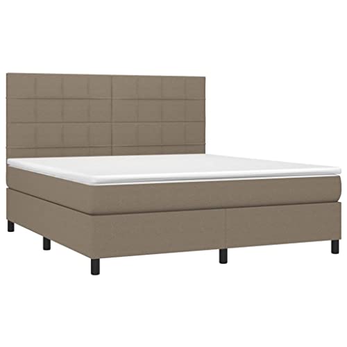 HEFZGDB Boxspringbett mit Matratze Taupe 180x200 cm Stoff Double Bed Gästebett Bed Frame Doppelbett für Gästezimmer Wohnbereich Schlafzimmer Herberge von HEFZGDB