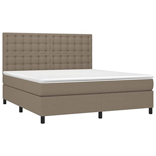 HEFZGDB Boxspringbett mit Matratze Taupe 180x200 cm Stoff Double Bed Gästebett Bed Frame Doppelbett für Gästezimmer Wohnbereich Schlafzimmer Herberge HEFZGDB Boxspringbett mit Matratze Taupe 180x200 cm Stoff Double Bed Gästebett Bed Frame Doppelbett für Gästezimmer Wohnbereich Schlafzimmer Herberge von HEFZGDB