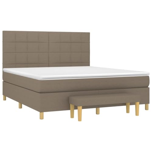 HEFZGDB Boxspringbett mit Matratze Taupe 180x200 cm Stoff Guest Bed Gästebett Bed Frame Familienbett für Schlafzimmer Gästezimmer Wohnbereich Herberge von HEFZGDB