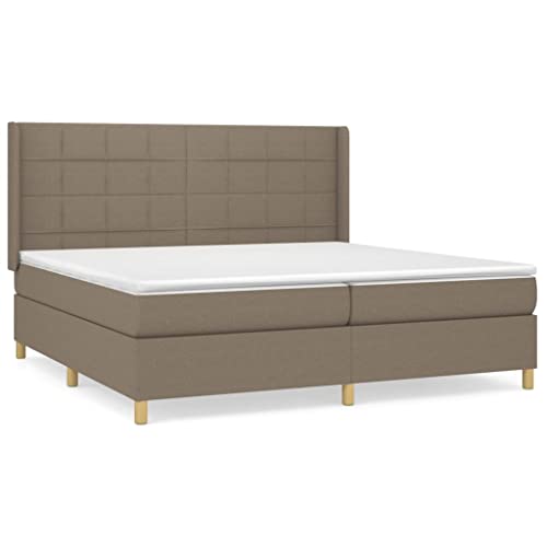 HEFZGDB Boxspringbett mit Matratze Taupe 200x200 cm Stoff Bette Gästebett Bed Frame Einzelbetten für Herberge Schlafzimmer Gästezimmer Wohnbereich von HEFZGDB