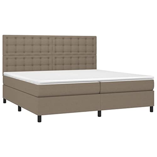 HEFZGDB Boxspringbett mit Matratze Taupe 200x200 cm Stoff Double Bed Gästebett Bed Frame Doppelbett für Gästezimmer Wohnbereich Schlafzimmer Herberge von HEFZGDB