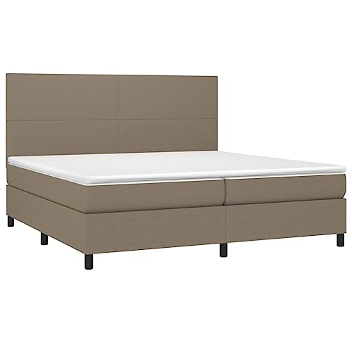HEFZGDB Boxspringbett mit Matratze Taupe 200x200 cm Stoff Double Bed Gästebett Bed Frame Doppelbett für Gästezimmer Wohnbereich Schlafzimmer Herberge von HEFZGDB
