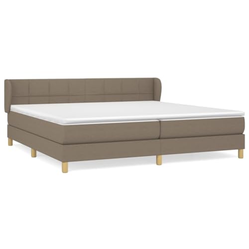 HEFZGDB Boxspringbett mit Matratze Taupe 200x200 cm Stoff Ehebett Gästebett Einzelbetten Bettrahmen für Schlafzimmer Herberge Wohnbereich Gästezimmer von HEFZGDB