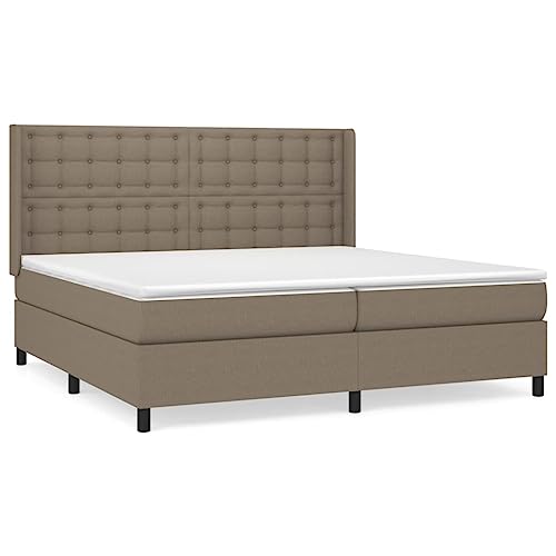 HEFZGDB Boxspringbett mit Matratze Taupe 200x200 cm Stoff Ehebett Gästebett Familienbett Einzelbett für Gästezimmer Herberge Wohnbereich Schlafzimmer von HEFZGDB