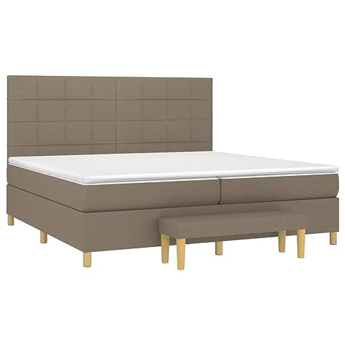HEFZGDB Boxspringbett mit Matratze Taupe 200x200 cm Stoff Guest Bed Gästebett Bed Frame Familienbett für Schlafzimmer Gästezimmer Wohnbereich Herberge von HEFZGDB