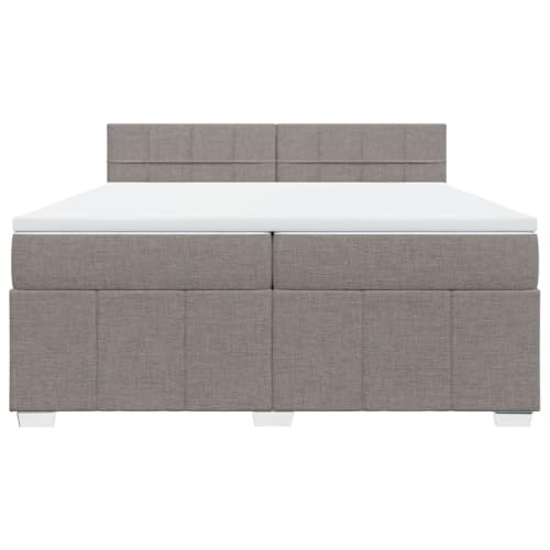HEFZGDB Boxspringbett mit Matratze Taupe 200x200 cm Stoff Jugendbett Bettgestell Familienbett Doppelbett für Gästezimmer Wohnbereich Schlafzimmer Herberge von HEFZGDB