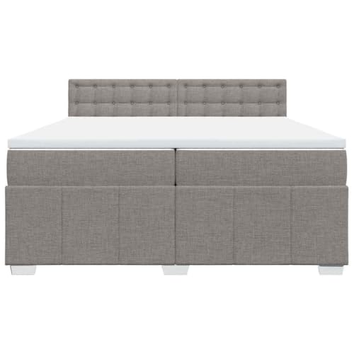 HEFZGDB Boxspringbett mit Matratze Taupe 200x200 cm Stoff Jugendbett Bettgestell Familienbett Doppelbett für Gästezimmer Wohnbereich Schlafzimmer Herberge von HEFZGDB