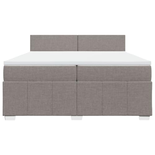HEFZGDB Boxspringbett mit Matratze Taupe 200x200 cm Stoff Jugendbett Bettgestell Familienbett Doppelbett für Gästezimmer Wohnbereich Schlafzimmer Herberge von HEFZGDB