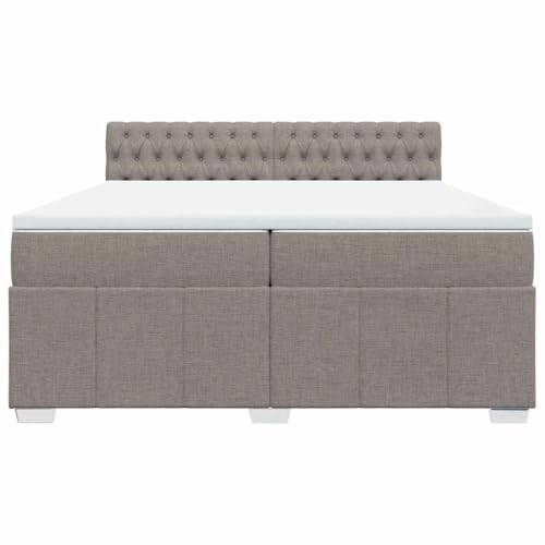 HEFZGDB Boxspringbett mit Matratze Taupe 200x200 cm Stoff Jugendbett Bettgestell Familienbett Doppelbett für Gästezimmer Wohnbereich Schlafzimmer Herberge von HEFZGDB